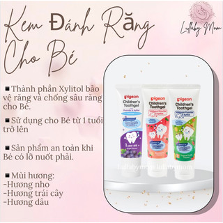 (AN TOÀN) Kem Đánh Răng Cho Bé Pigeon Hương Tự Nhiên, Hương Dâu 45g