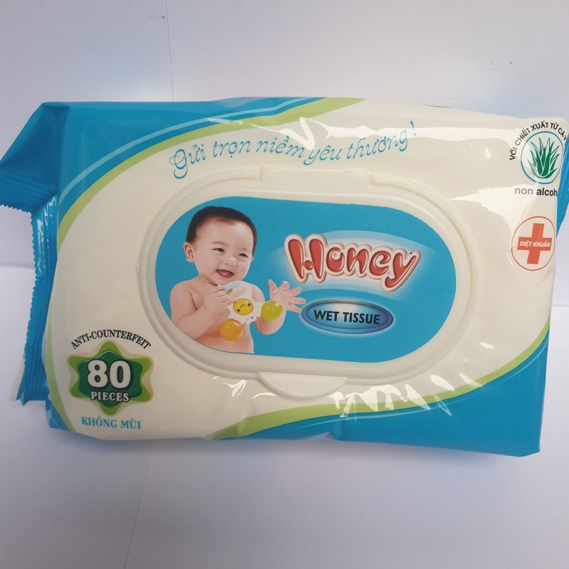 Giấy Ướt Không Mùi Honey Loại 80 Tờ