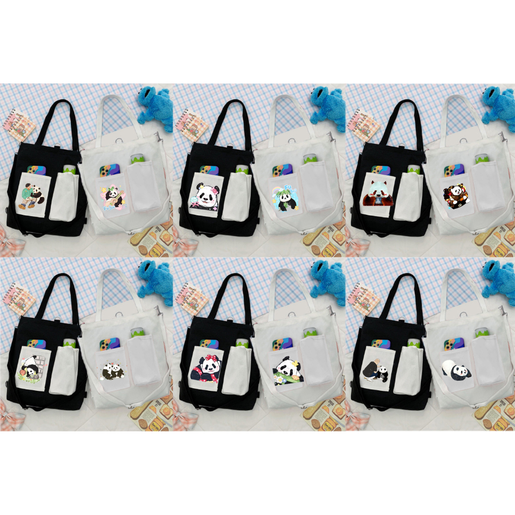 Túi Vải Tote Kiêm Balo Gấu trúc manh lan hoa hoa phúc bảo thất tử phi vân TBL7 Pandabiz cute dễ thương