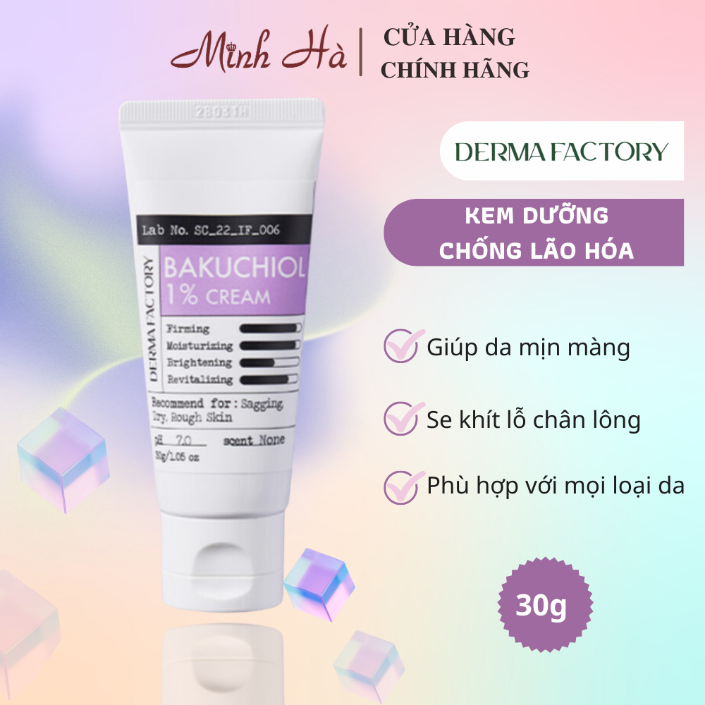 Kem dưỡng da Derma Factory Bakuchiol 1% Cream 30g chống lão hóa, săn chắc da