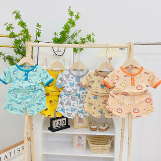 [ Bé 19-30kg ] Bộ ngắn tay cổ trụ in toàn thân thun lạnh cho bé trai, bé gái - HÀNG CHUẨN LOẠI 1