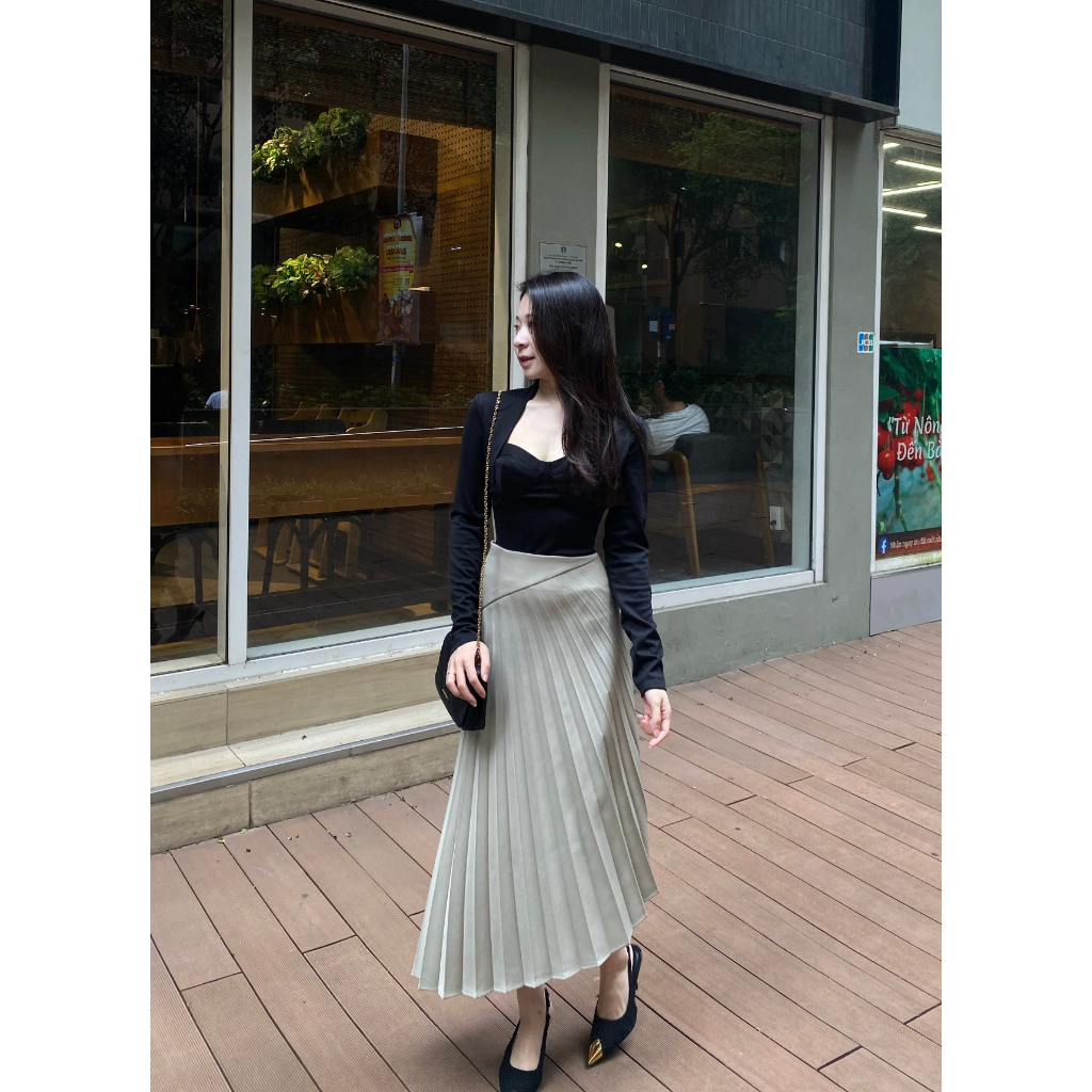Chân váy dập ly vạt chéo CHELY by MIÊN Store