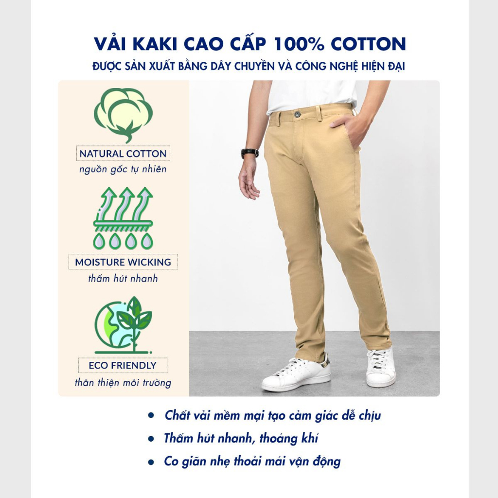 Quần kaki dài nam chất đẹp form chuẩn co giãn nhẹ thoáng mát SPMQKK03 PIGOFASHION