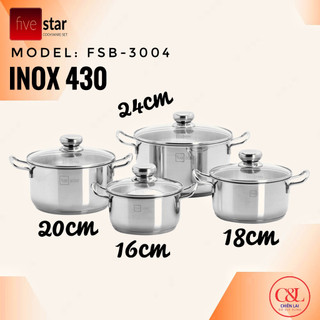 Bộ nồi Fivestar 4 chiếc nắp kính FSB4001
