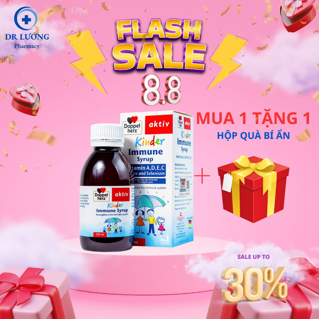 Siro tăng sức đề kháng phòng ngừa ốm vặt cho bé Doppelherz Aktiv Kinder Immune Syrup (Chai 150ml)