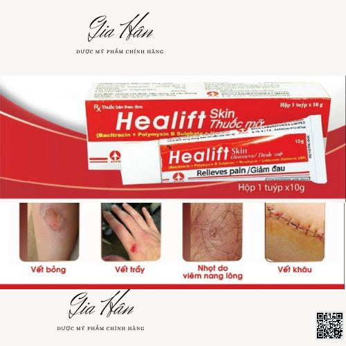 Healift skin 10g kem mỡ bôi ngoài da hỗ trợ vết bỏng, phồng da chân, trầy da.
