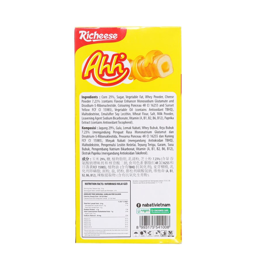 Bánh kem Xốp nhân phô mai Nabati Hộp 150 gr  và Bánh Snack phủ Phô Mai Nabati Ahh 90g