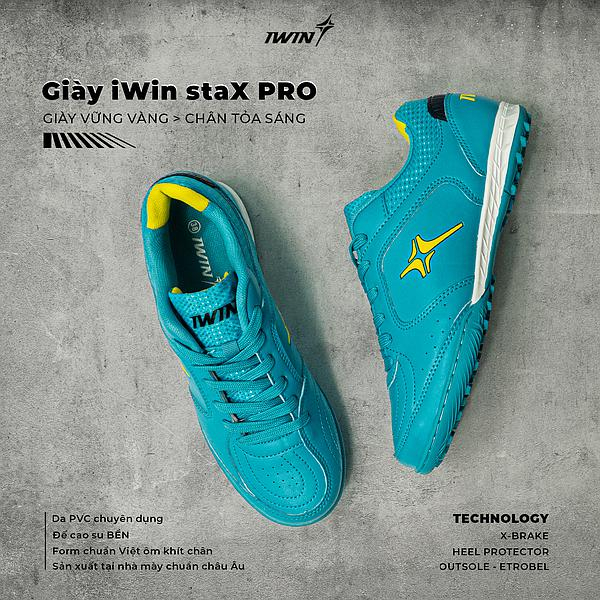 Giày bóng đá, giày đá banh đế đinh sân cỏ nhân tạo Iwin StaX Pro mẫu mới ra mắt tháng 8.2023 - Dungcusport