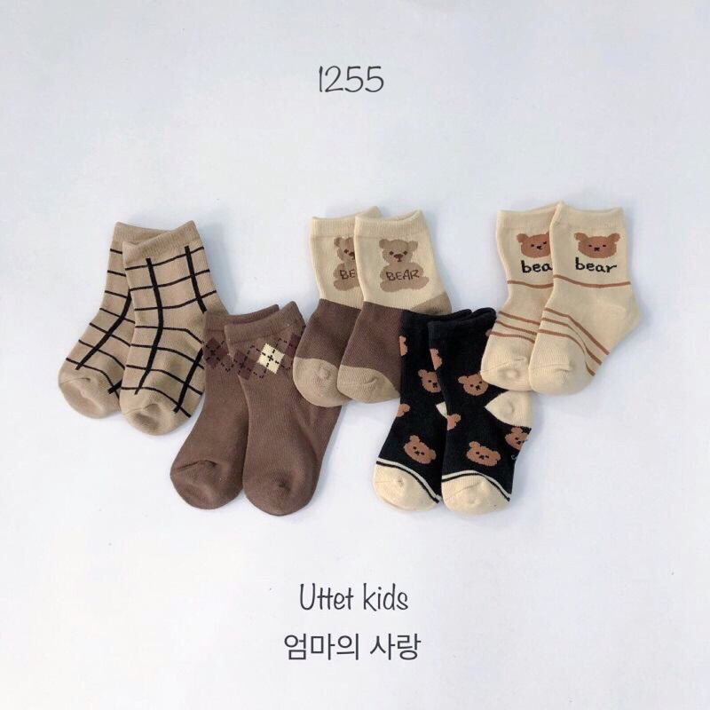 SÉT TẤT 5 ĐÔI DÀNH CHO BÉ GÁI VÀ BÉ TRAI PHONG CÁCH HÀN QUỐC