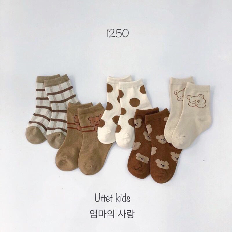 SÉT TẤT 5 ĐÔI DÀNH CHO BÉ GÁI VÀ BÉ TRAI PHONG CÁCH HÀN QUỐC