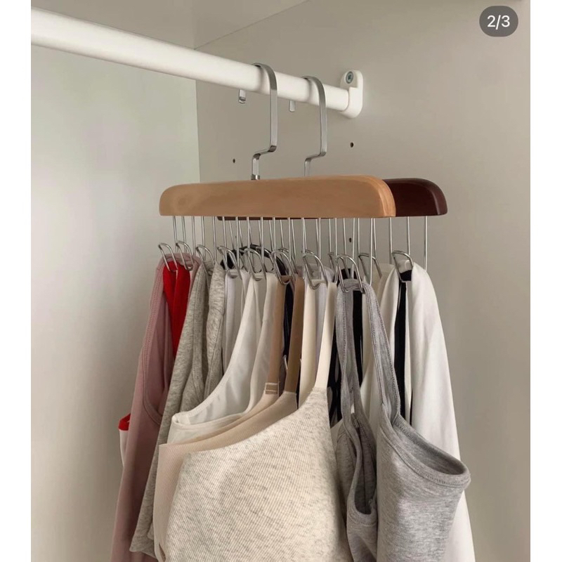 Móc Gỗ Treo Đồ Lót Khăn Thắt Lưng Cà Vạt Áo 2 Dây Đa Năng| HD96