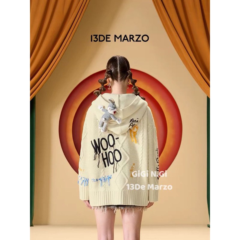 Áo khoác len 13DE MARZO thỏ lonely