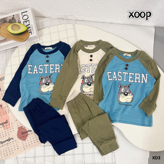 Bộ dài tay XOOP cotton lụa giáp lăng in chó cổ trụ cho bé trai bé gái (10-22kg) XD3 ,Đồ bộ thời trang Shop Phúc Yến