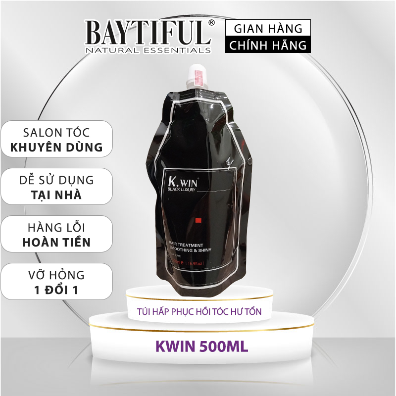 Ủ tóc dầu hấp tóc phục hồi hư tổn collagen dưỡng tóc khô xơ uốn nhuộm duỗi siêu mềm mượt K.win Black Luxury 500ml