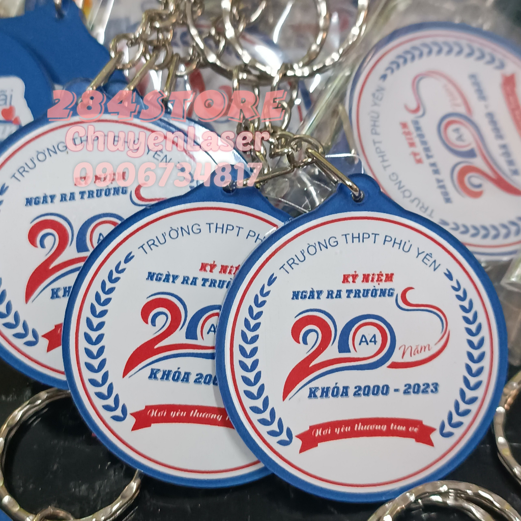Móc khóa mica in hình , logo - lên file và in theo yêu cầu