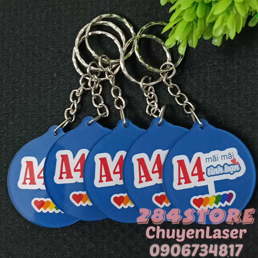 Móc khóa mica in hình , logo - lên file và in theo yêu cầu