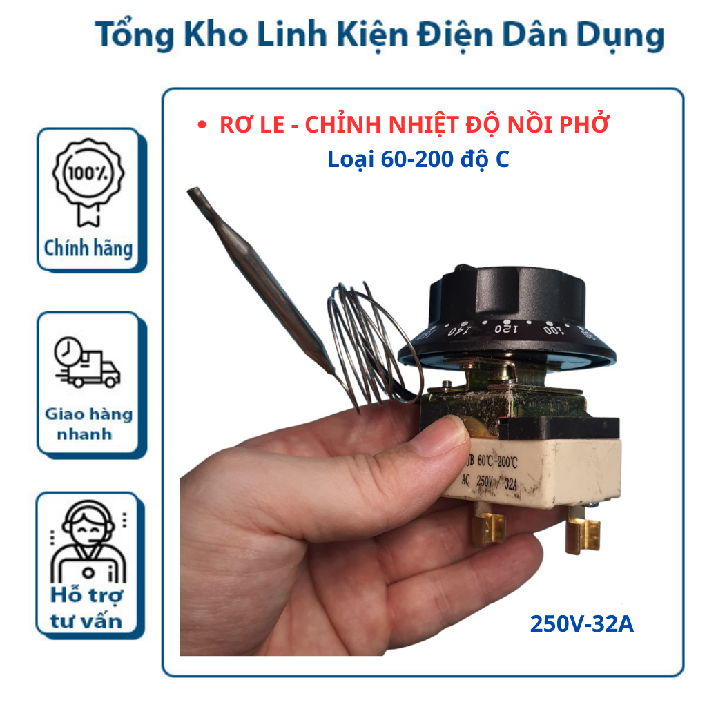 Rơ le - Chỉnh nhiệt độ nồi phở (Loại 60- 200 độ C)