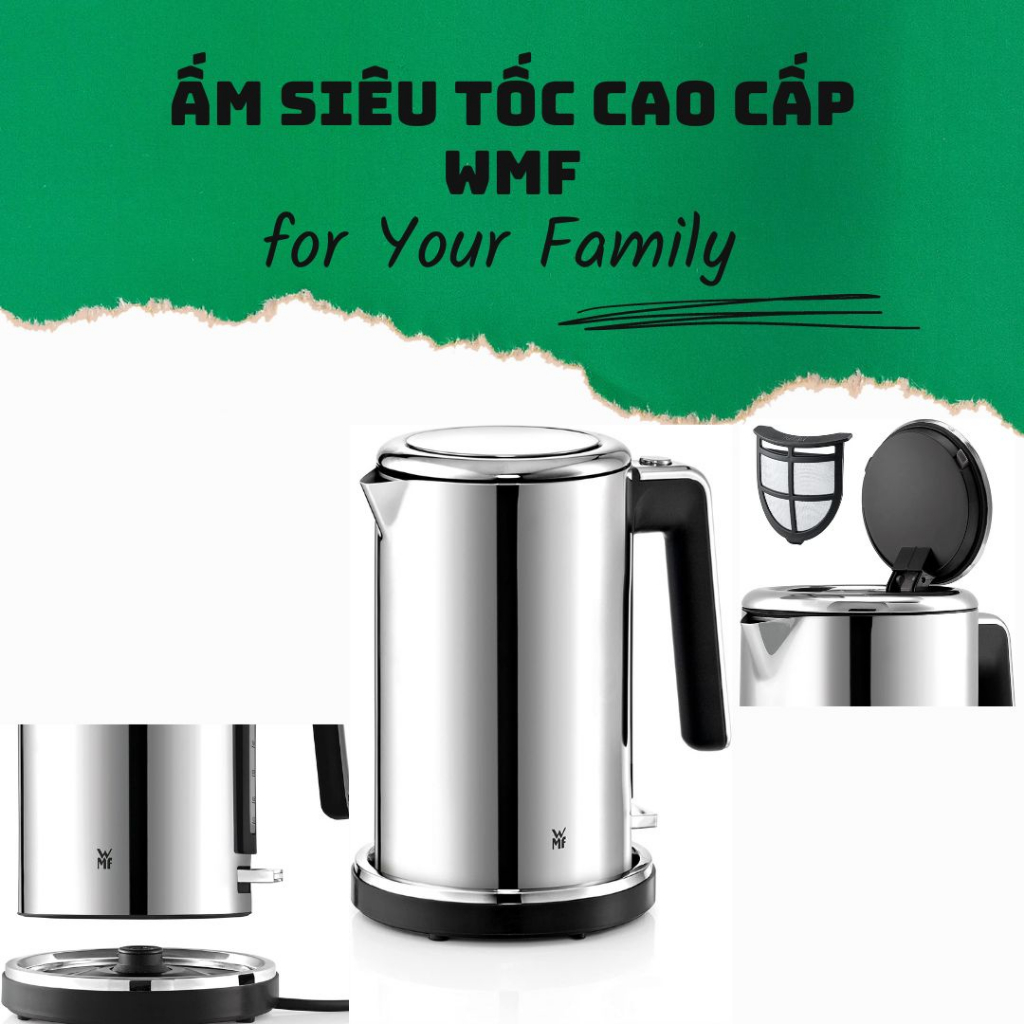 Ấm siêu tốc W.M.F LINEO thép không gỉ dung tích 1.6L Ấm điện Ấm siêu tốc mini Ấm inox
