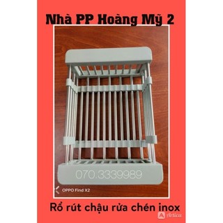 Rổ rút đa năng đựng trái cây thực phẩm inox 100% lắp vừa các chậu rửa chén bát