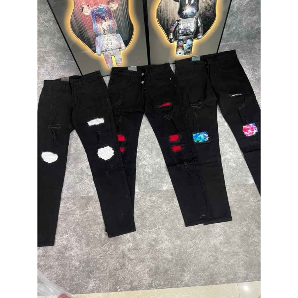 Quần jean dài nam co dãn rách xước thêu vá gối 5 mẫu rất đẹp chuẩn form trẻ trung hàng shop PVT FASHION