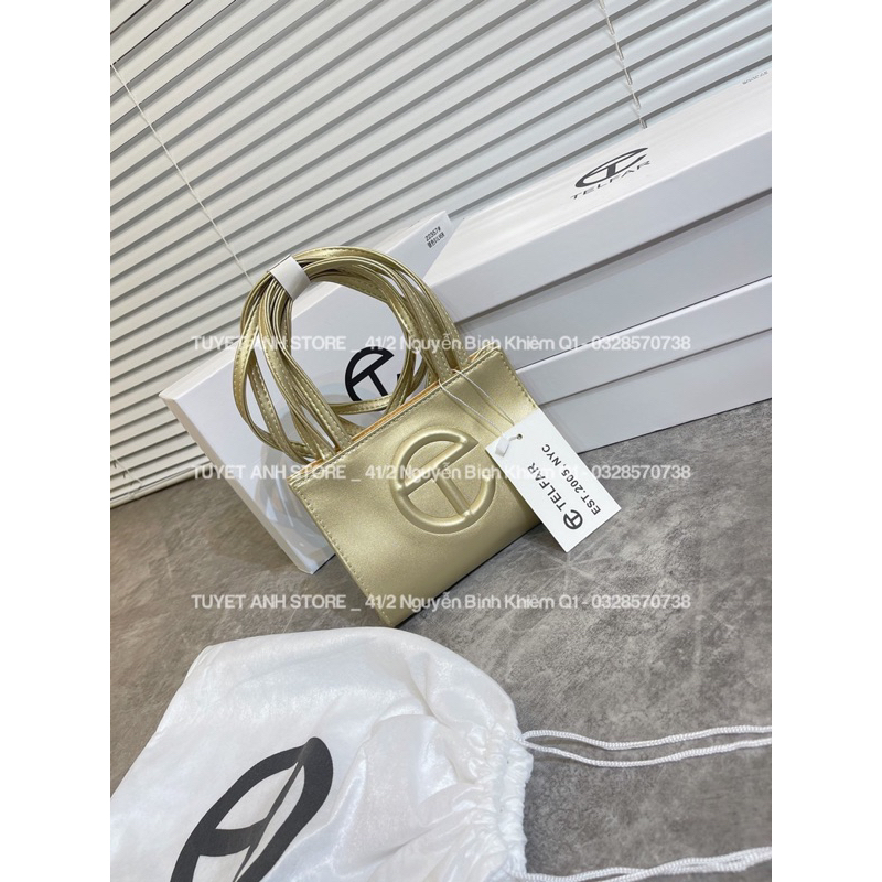 Túi Tel.Fa da đen bóng size 18cm đeo chéo nữ