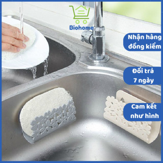 Giá để giẻ rửa bát, giá để xà bông có hút tường - biohome mart