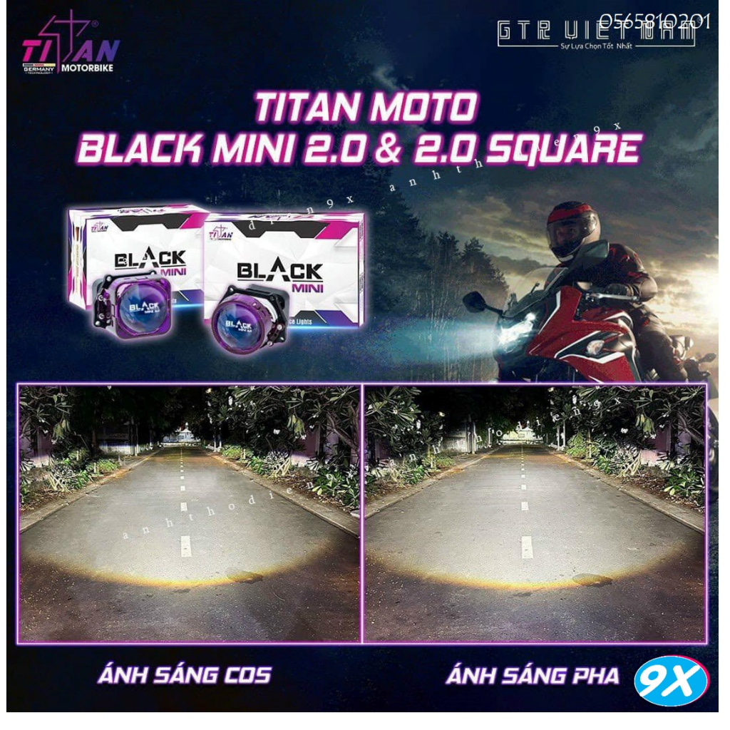 Đèn Bi Cầu Led Titan Black Mini 2.0 Moto 45W