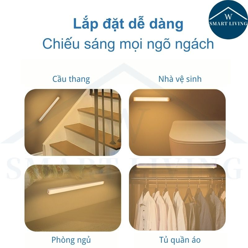 Đèn cảm biến tự động sáng dạng thanh dán tường Gia dụng thông minh bóng