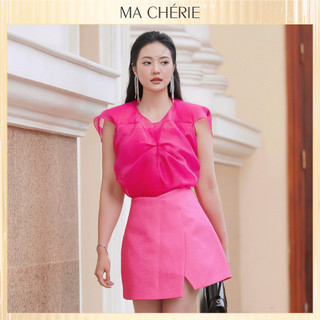 Áo kiểu nữ ma chérie layla shirt tone hồng fuchsia chất liệu oganza - amc2111114