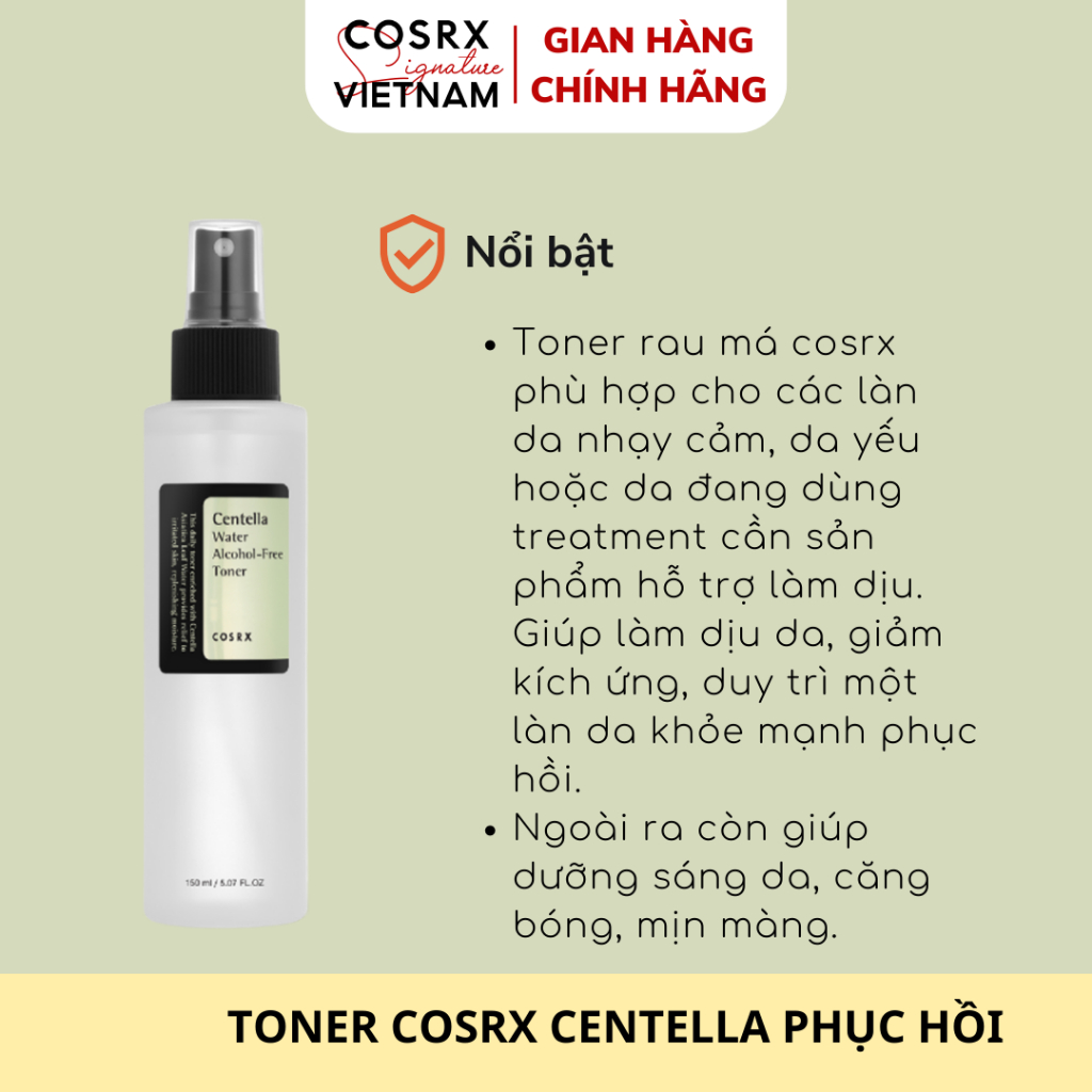 Nước Hoa Hồng Rau Má Cosrx Centella Water Alcohol Free Toner