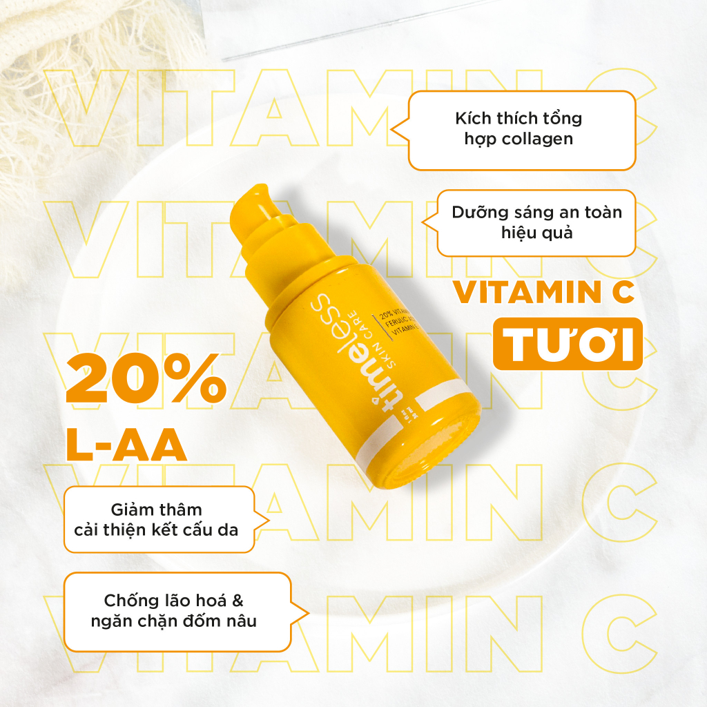 [Chai Thủy Tinh] Tinh Chất Dưỡng Sáng Da Timeless 20% Vitamin C + E + Ferulic Acid Serum Timeless Vitamin C CEF