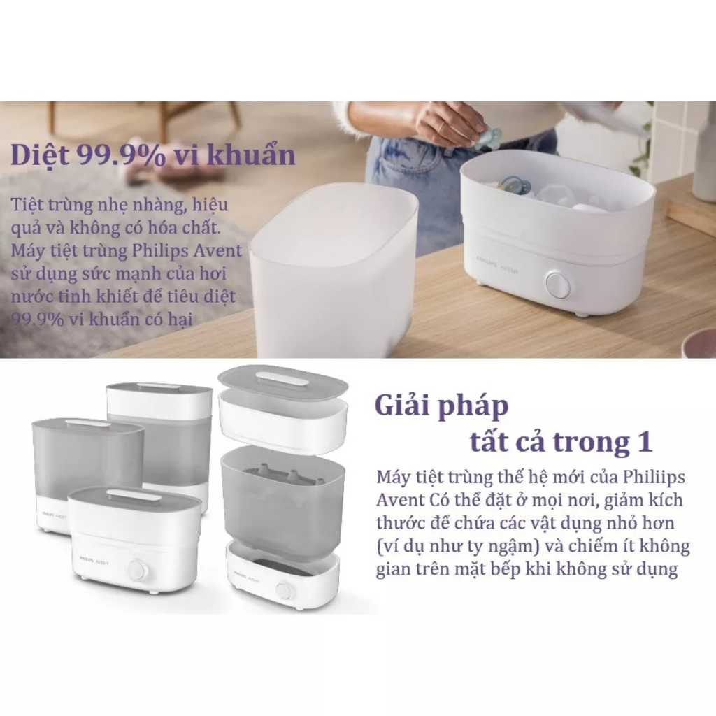 MÁY TIỆT TRÙNG & SẤY KHÔ BÌNH SỮA PHILIPS AVENT SCF293/00, SCF291/00