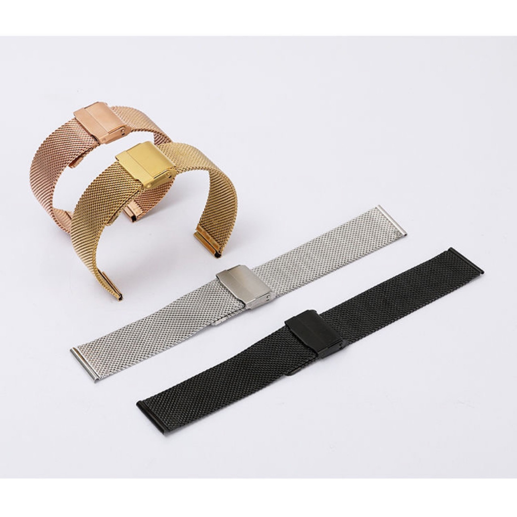 Dây đồng hồ kim loại thép không rỉ dạng lưới milan size 12mm 14mm 16mm 17mm 18mm 19mm 20mm 22mm