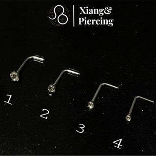 < 1CHIẾC > Khuyên Mũi Đính Đá Bằng Thép Y Tế Chân L, LC