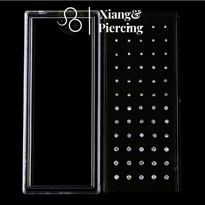 Khuyên Mũi Đính Đá Bằng Thép Y Tế Chân L, LC