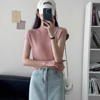 Áo len tăm nhỏ cổ 3p vai rơi gân dọc dáng basic