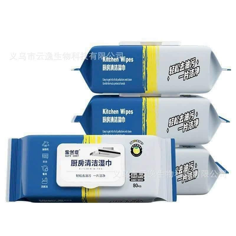 Khăn ướt Lau bếp đa năng 1 gói 80 miếng Siêu tiết kiệm