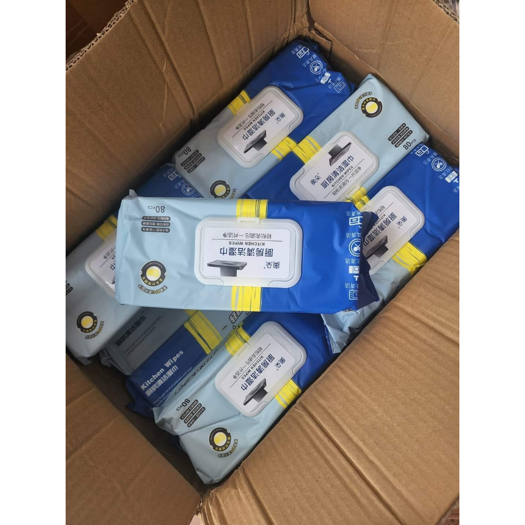 Khăn ướt Lau bếp đa năng 1 gói 80 miếng Siêu tiết kiệm