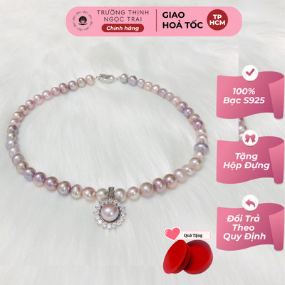 Chuỗi Đeo Cổ Ngọc Trai Size 8ly Màu Hồng Sang Trọng - Ngọc Trai Trường Thịnh