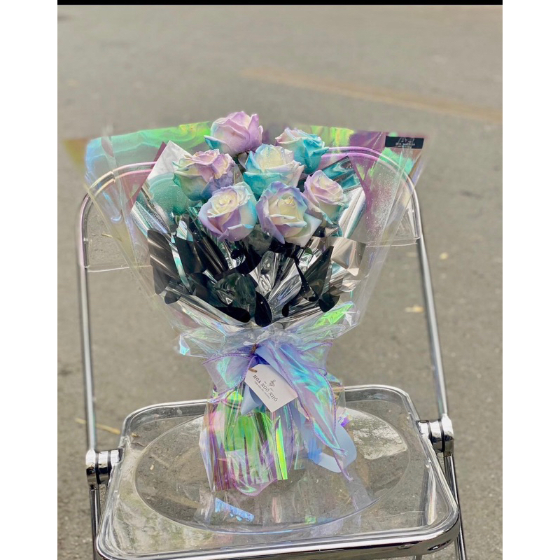 Tập 20 tờ bóng kính ánh 7 màu gói hoa phong cách