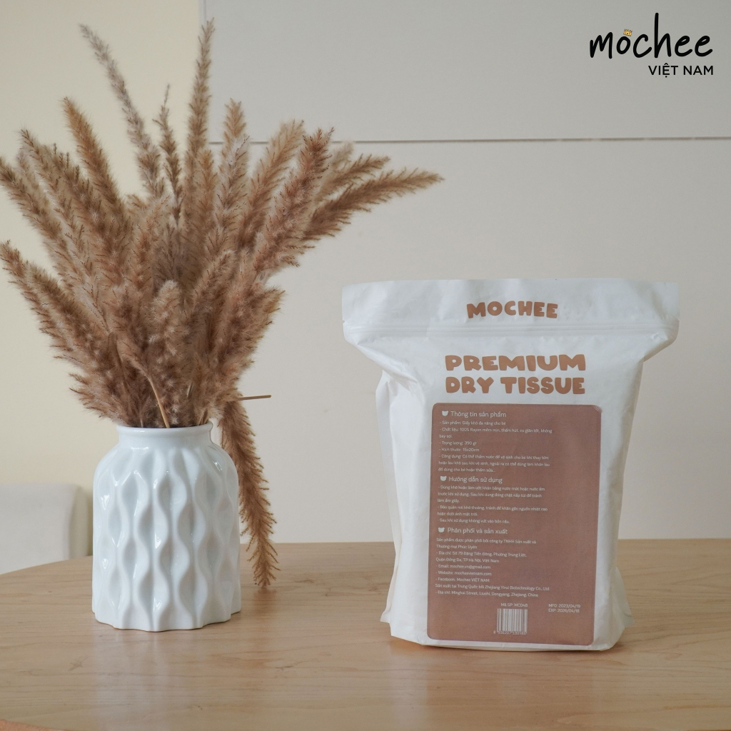 Khăn giấy khô đa năng Mochee 160 tờ, khăn vải khô cho bé sợi bông tự nhiên - Monnie Kids