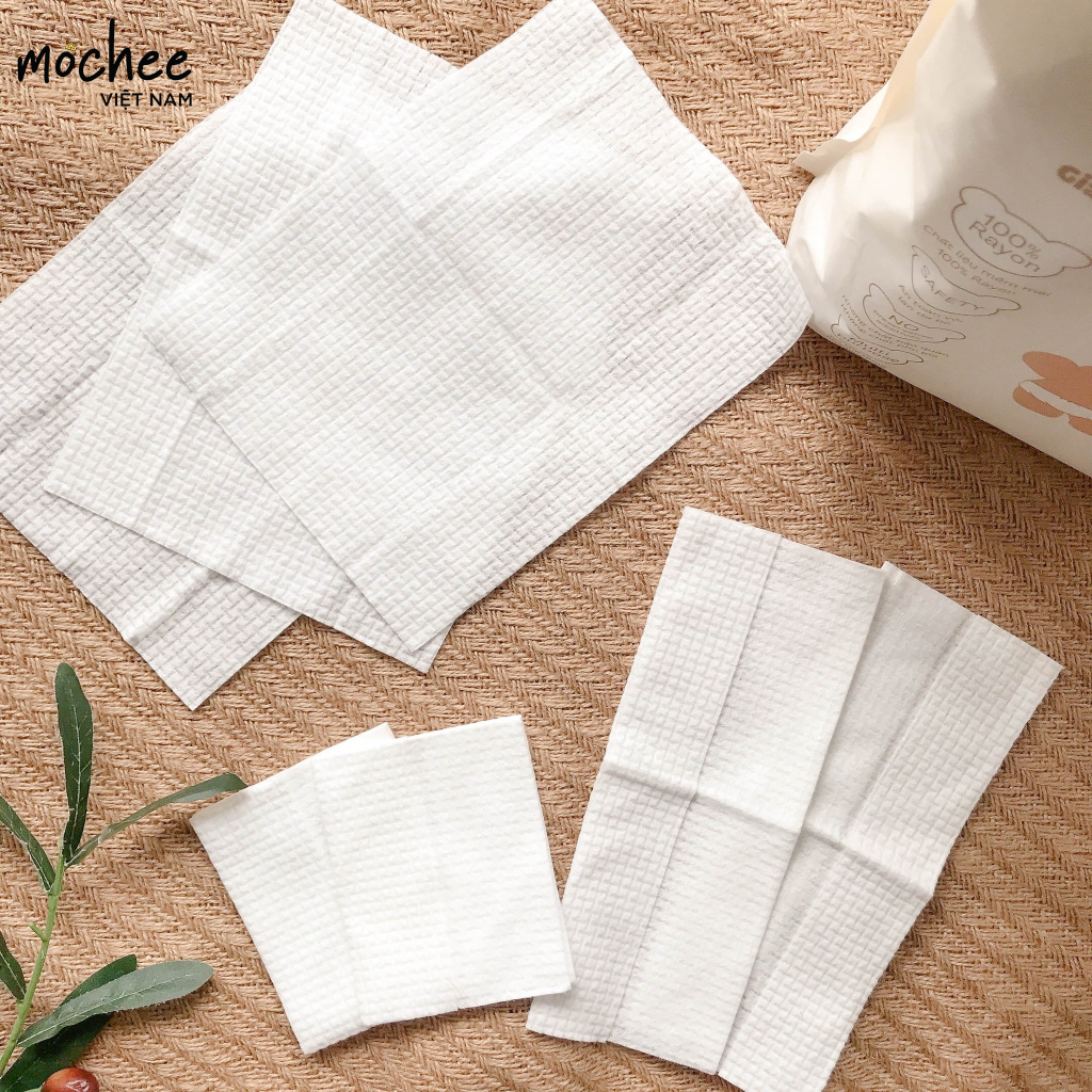 Khăn giấy khô đa năng Mochee 160 tờ, khăn vải khô cho bé sợi bông tự nhiên - Monnie Kids