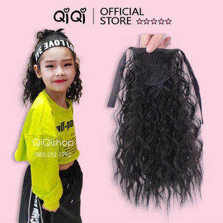 Tóc giả bé gái - tóc cột đuôi uốn xù mì ngắn dành cho bé gái qiqishop