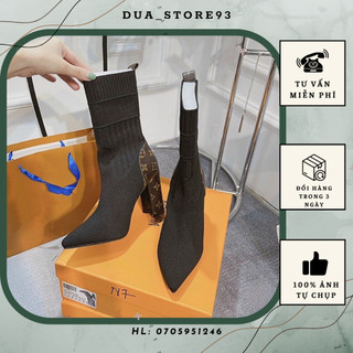 Bốt lửng chất len nữ gót trụ hàng siêu ôm chân cao cấp full box