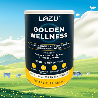 Sữa non kết hợp mật ong Manuka cao cấp LAZU GOLDEN WELLESS nhập khẩu New Zealand hộp 450g