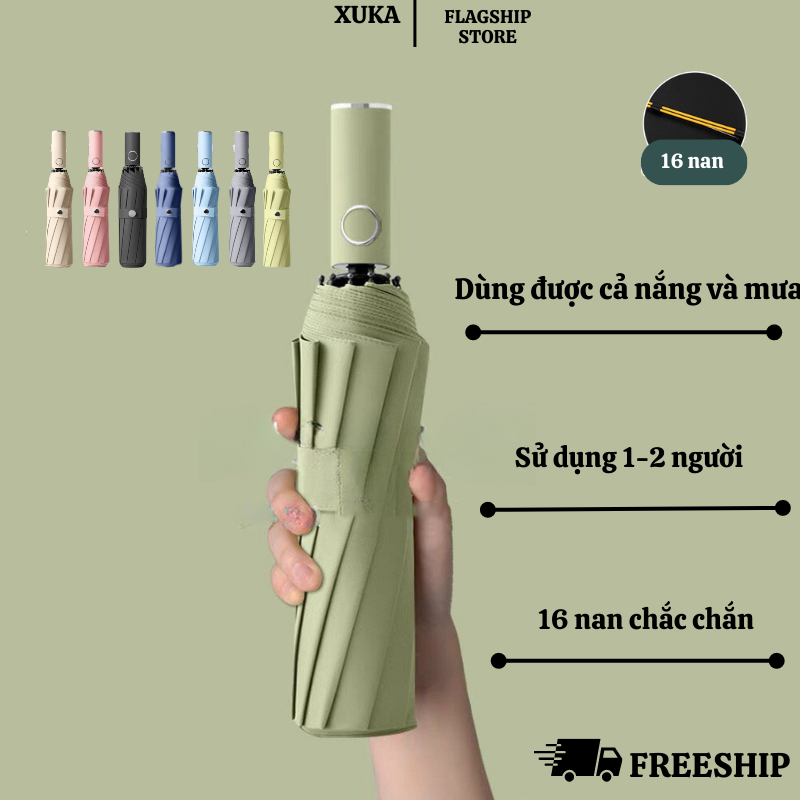 Dù Che Mưa XUKA 16 Nan Gấp Gọn Đóng Mở Tự Động Cao Cấp