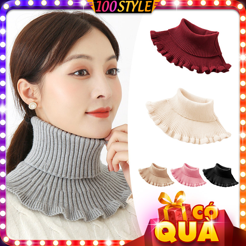 Khăn Len Choàng Cổ Chui Đầu Giả Áo Cổ Lọ Giữ Ấm