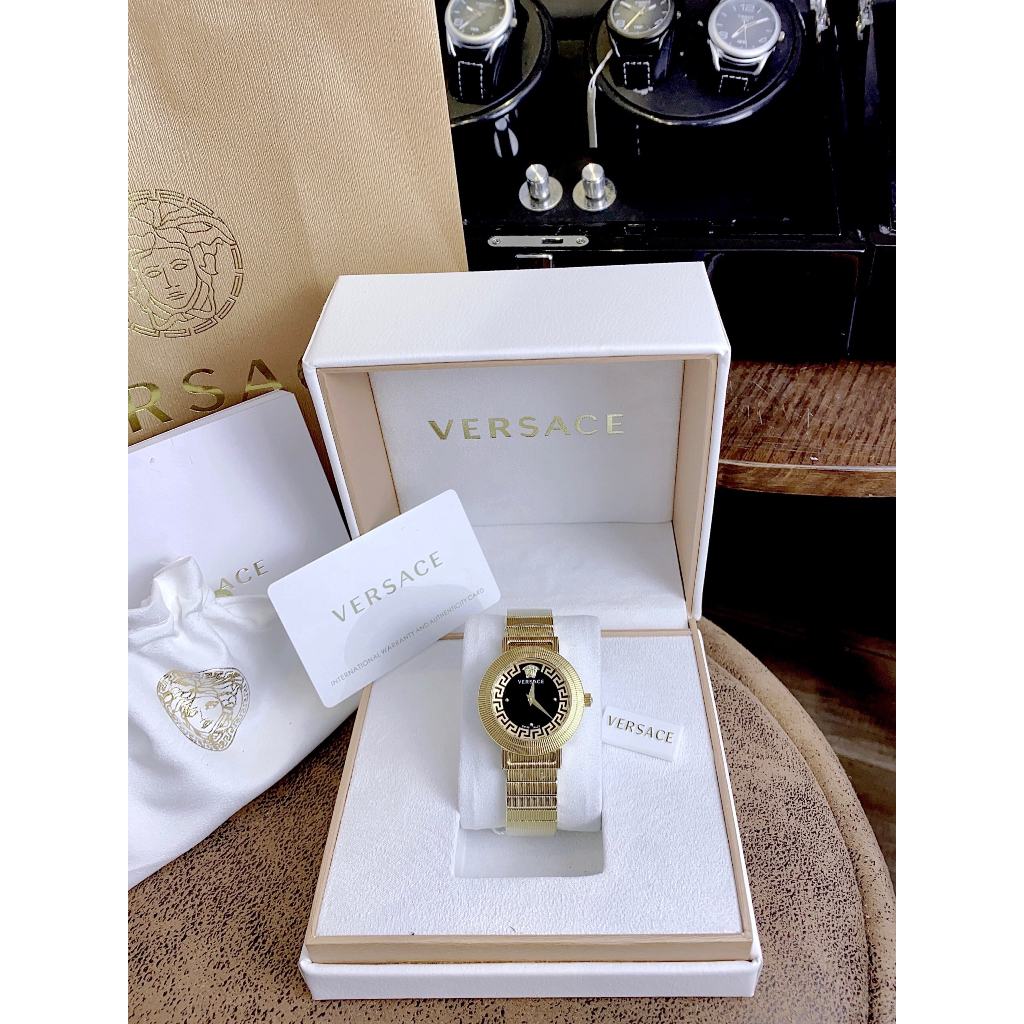Đồng hồ nữ V€RS@C€ VE3D00622 Greca Chic Watch 36mm, dây thép không gỉ, Full box, Luxury diamond watch