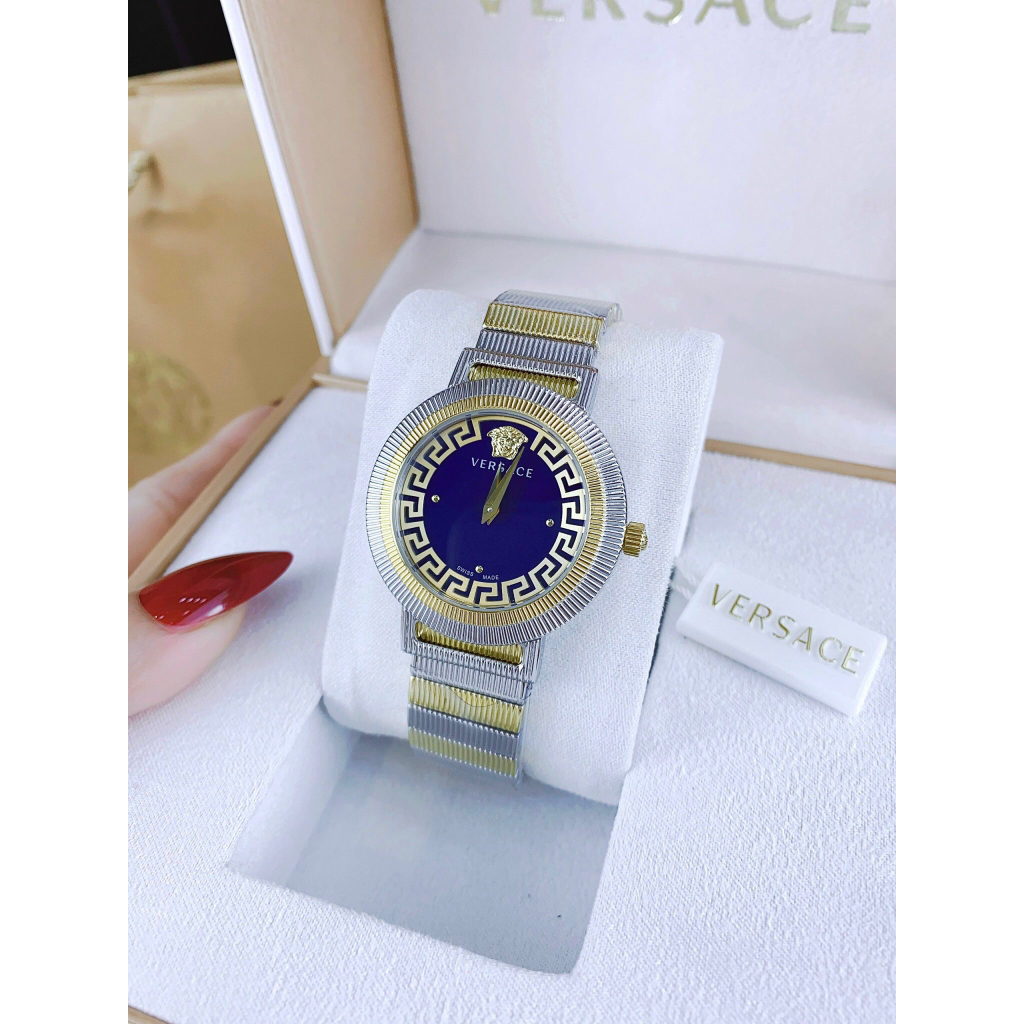 Đồng hồ nữ V€RS@C€ VE3D00422 Greca Chic Watch 36mm, dây thép không gỉ, Full box, Luxury diamond watch