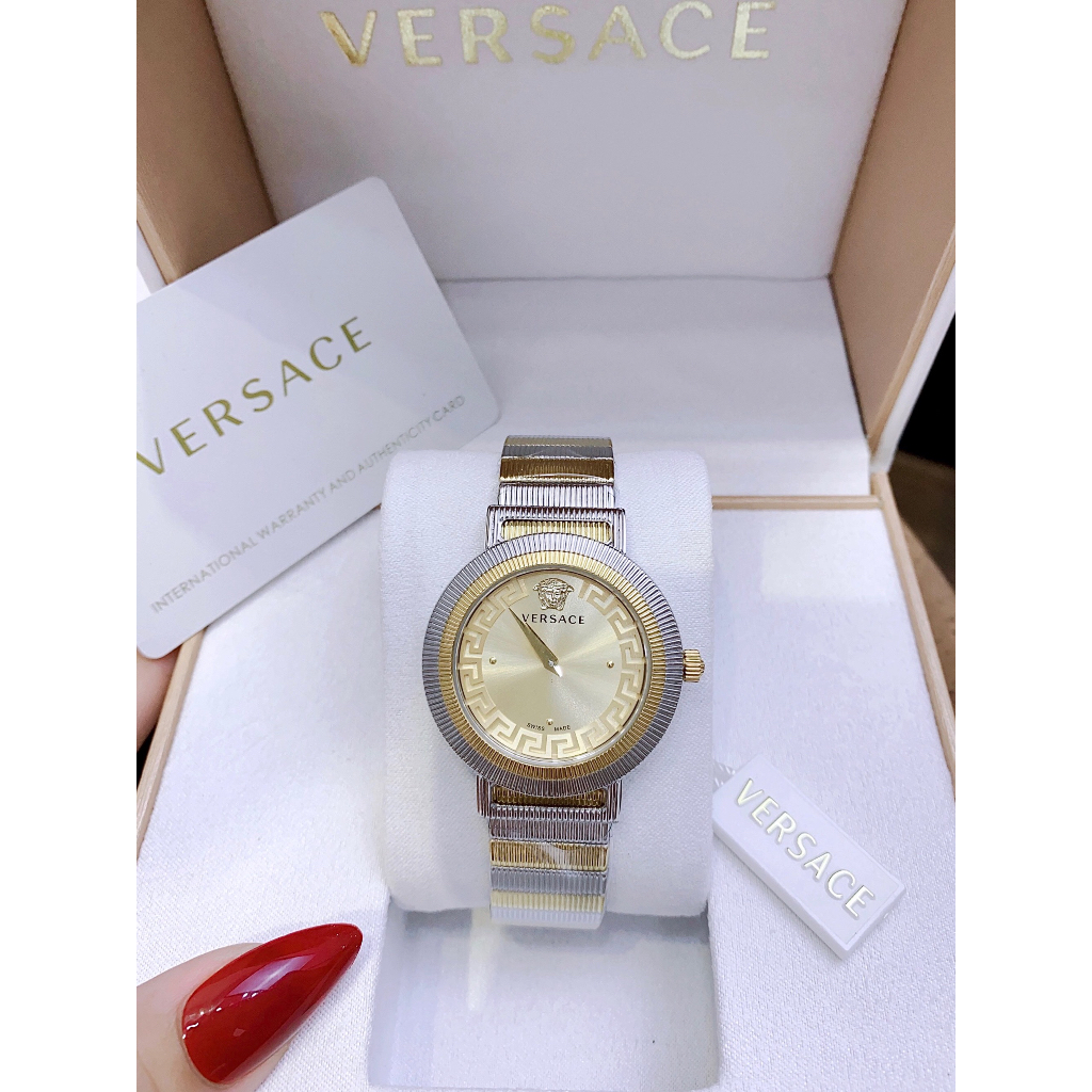 Đồng hồ nữ V€RS@C€ VE3D00422 Greca Chic Watch 36mm, dây thép không gỉ, Full box, Luxury diamond watch